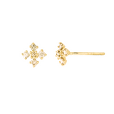 14kt Gold & Diamond Coptic Cross Studs