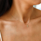 14kt Gold Oval Pendant and Diamond Cross necklace