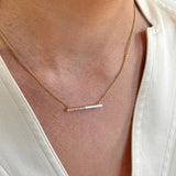 18kt White Enamel & Diamond Bar Necklace