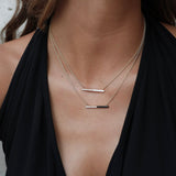 18kt White Enamel & Diamond Bar Necklace