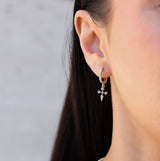 Diamond Cross Dangle Huggies
