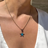 Lyra Turquoise Enamel Diamond Star Pendant