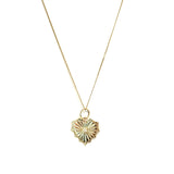 14kt GOLDEN HEART WITH RAYS OF SUN & CENTER DIAMOND