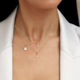 Sainte ~ 14kt Gold and diamond Cross necklace