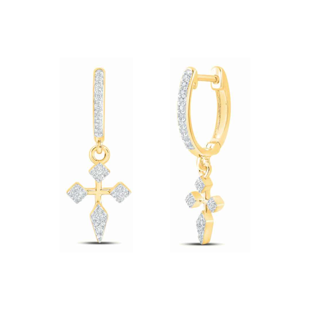 Diamond Cross Dangle Huggies – Carden Avenue