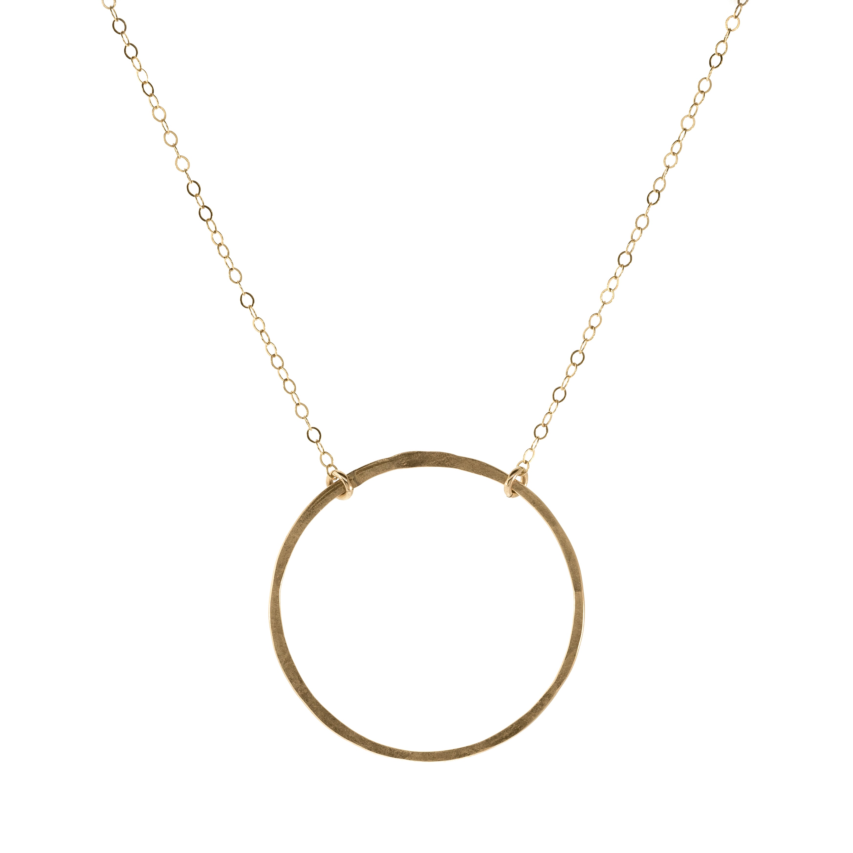 Hammered gold circle on sale necklace