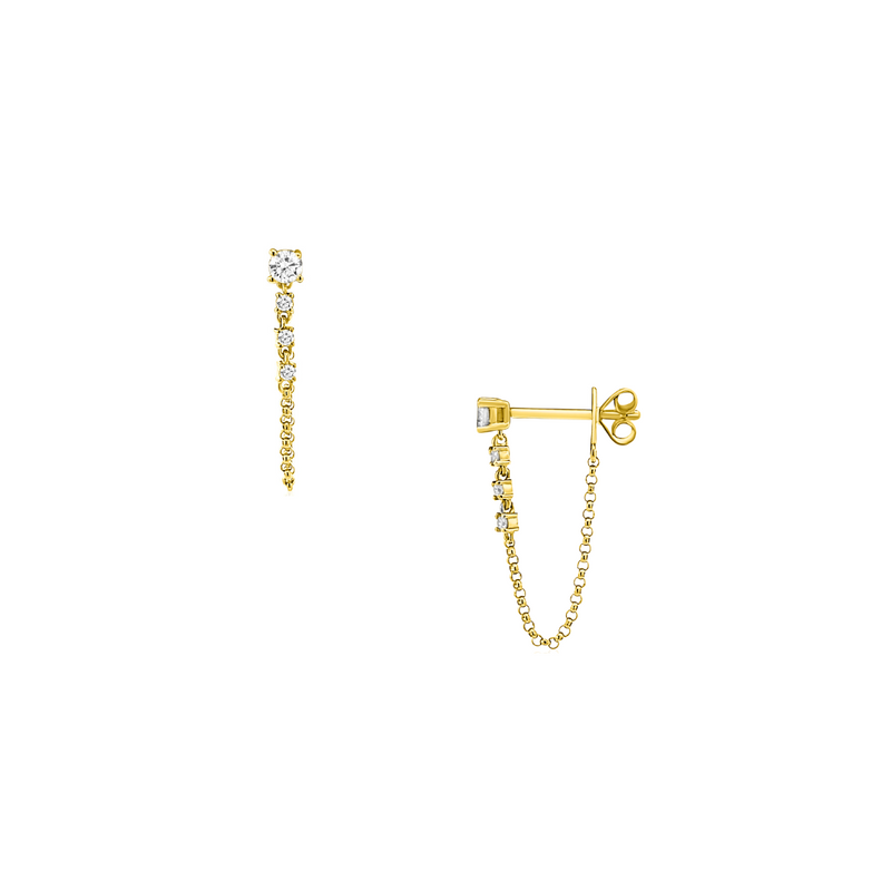 14kt Gold and Diamond Chain Studs