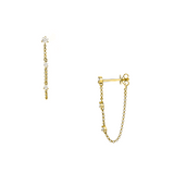 14kt Gold and Triple Diamond Chain Studs
