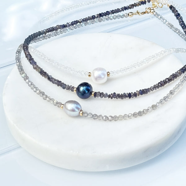 CAROLINE Pearl & gemstone necklace