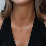 Petite Diamond Heart and Gold Heart Necklace