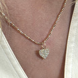 14kt Ombre Diamond Cut Chain w/ Diamond Heart