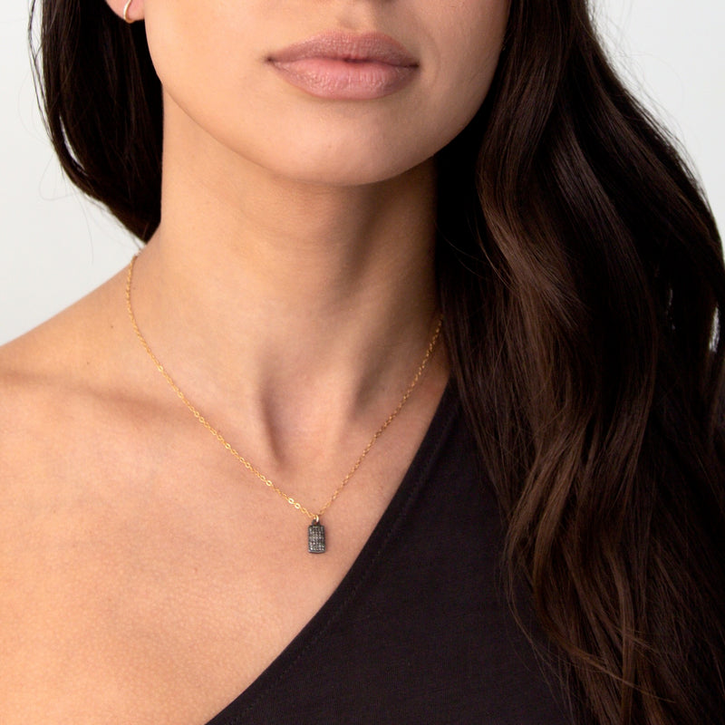 Pave Diamond Dog Tag Necklace