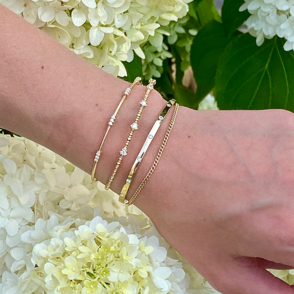 14kt GOLD FLEX BRACELET WITH FIVE DIAMONDS