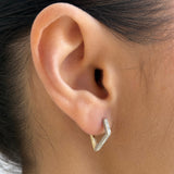 14kt Gold Diamond V Huggie Hoops