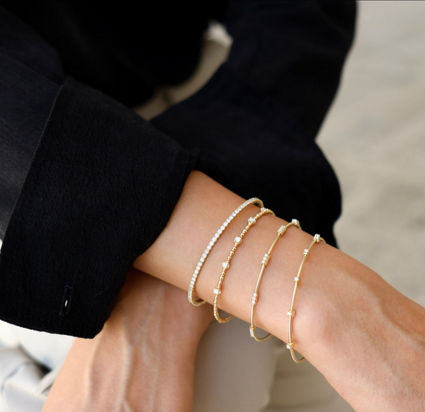 14kt FIVE PETITE STATION DIAMOND FLEX BRACELET