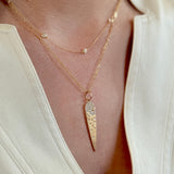 14kt Gold & Diamond Brushed Dagger/Spike