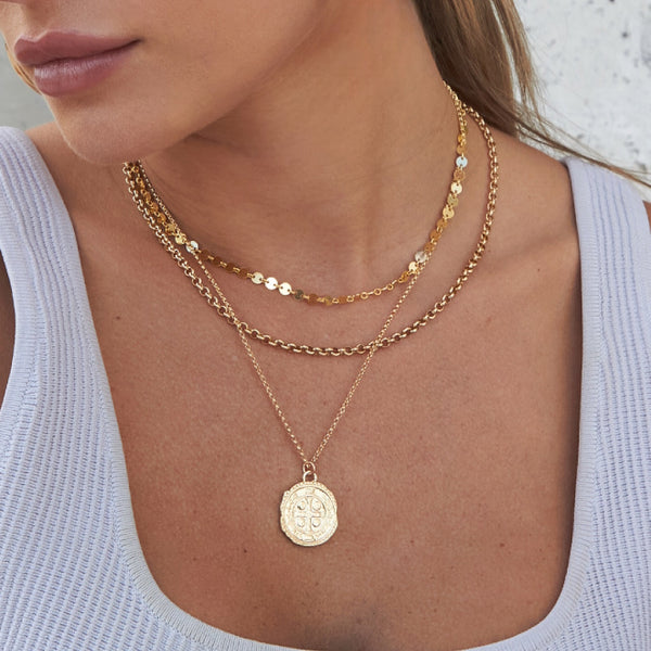 Book Chain Gold Disc Necklace