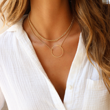 HAMMERED GOLD CIRCLE NECKLACE