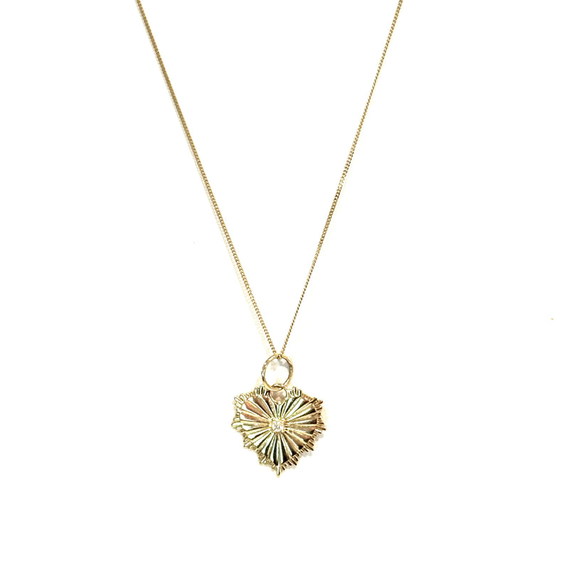 14kt GOLDEN HEART WITH CENTER DIAMOND