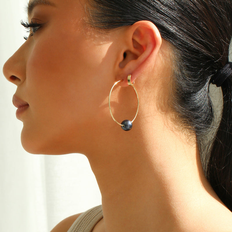 CoCo Gold Infinity Hoop with Peacock Pearl