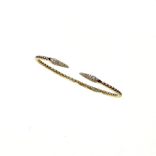 14kt gold flex bracelet with open Dimond encrusted tips