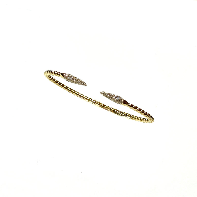 14kt gold flex bracelet with open Dimond encrusted tips