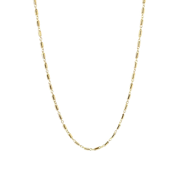 Gold chain necklace on a white background