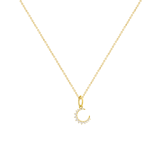 14kt Gold and Diamond Luna Moon Necklace