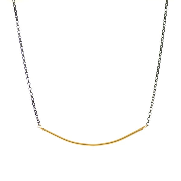 ASHTIN - 14kt Gold-Filled Bar and Oxidized Chain Necklace