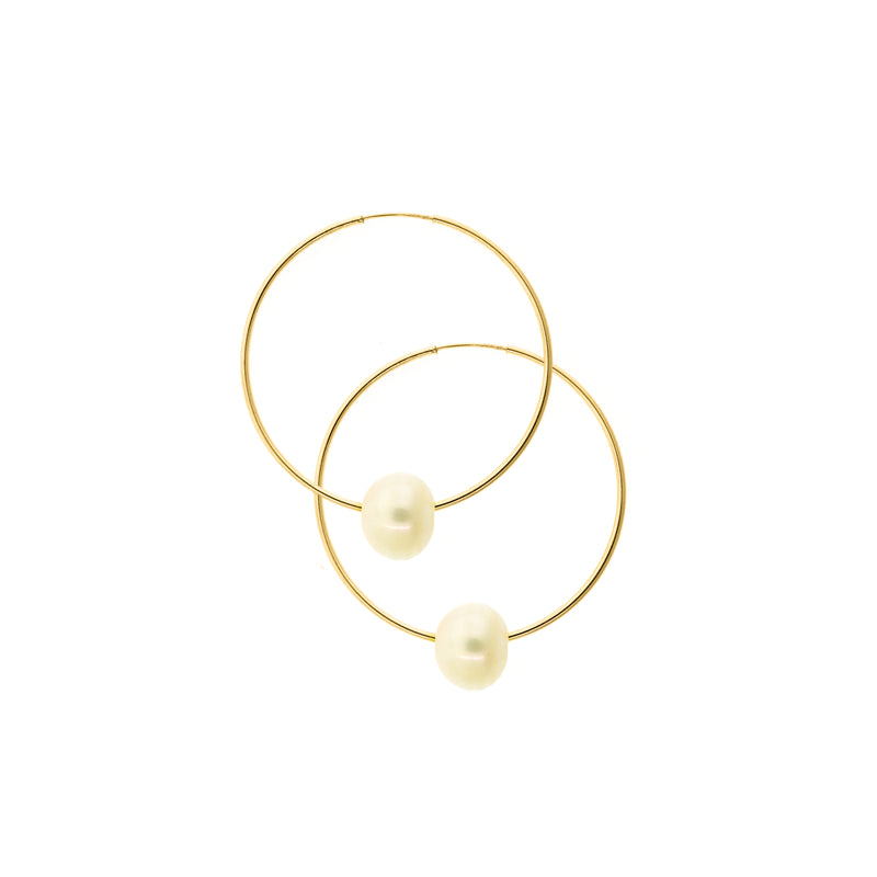 CoCo Gold Infinity Hoop with White Pearl