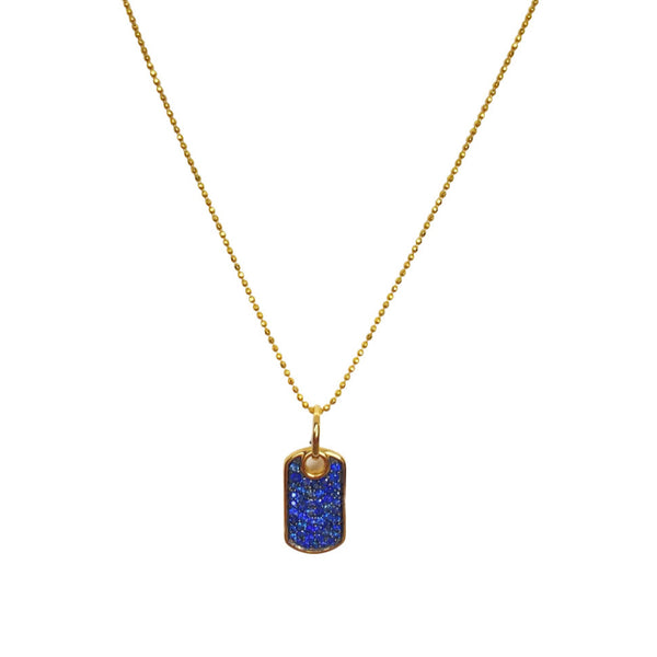 14kt Gold Sapphire Dog Tag