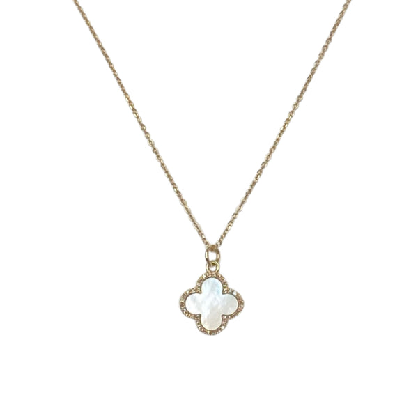 14kt Mother Of Pearl Diamond Clover