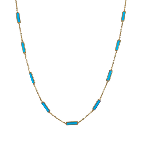14kt Turquoise Enamel Bar Necklace