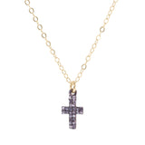 PAVÉ CROSS - Double row diamond cross pendant