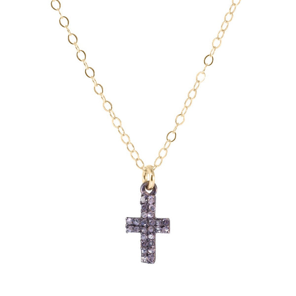 PAVÉ CROSS - Double row diamond cross pendant